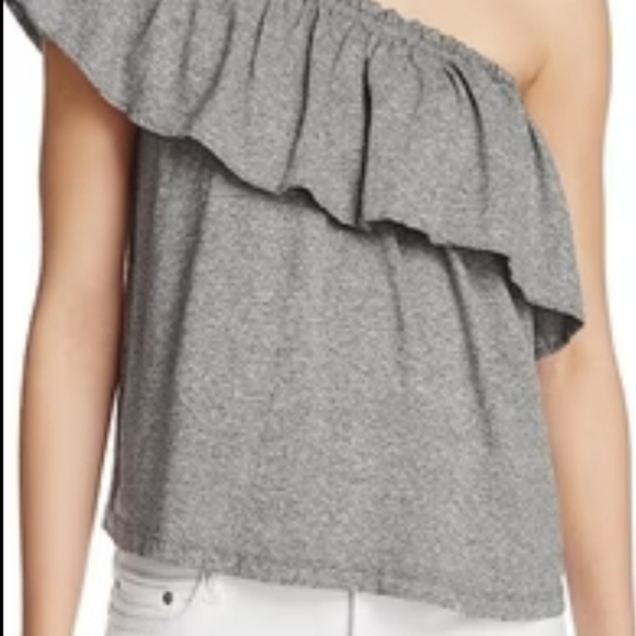 Current/Elliott THE RUFFLE Top Gray Off Shoulder Top - Picture 10 of 11